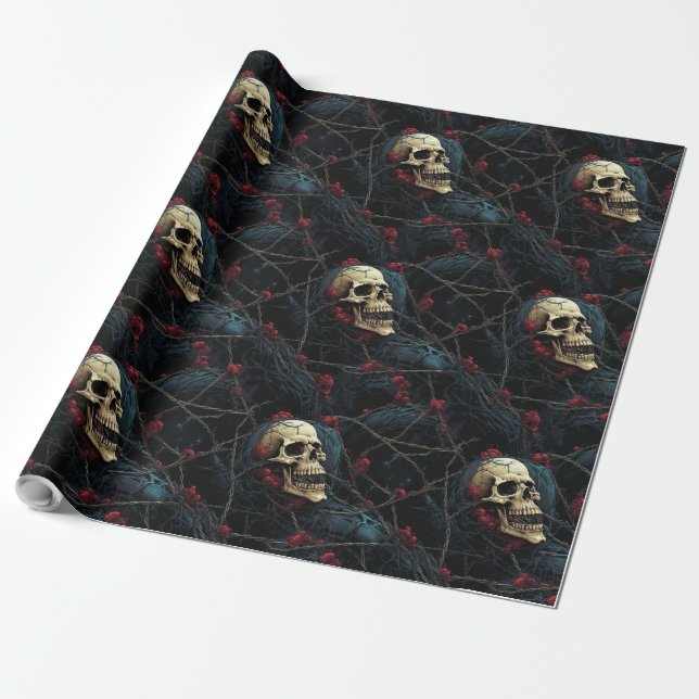 Cranium Canopy Halloween Wrapping Paper (Unrolled)