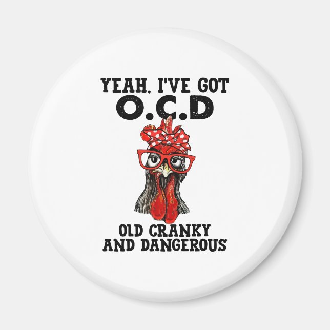 Cranky and dangerous rooster magnet (Front)