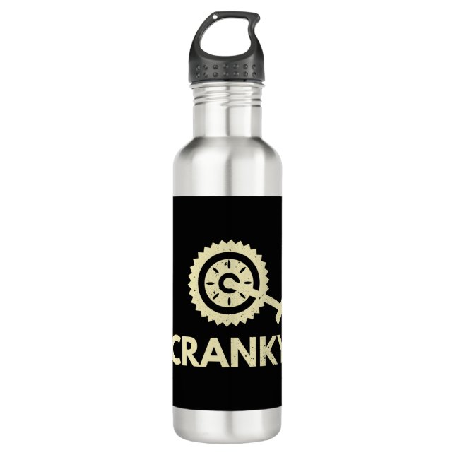 Cranky / Bicycle/ Cyclist Stainless Steel Water Bottle (Front)
