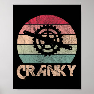 Cranky Bike Biking Cycling Bicycle Tire Retro Poster