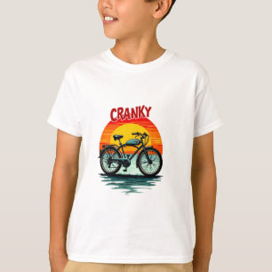 Cranky Biker Tee: Vintage Sunset and ageless Bike T-Shirt