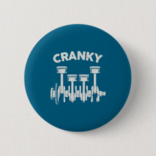 Cranky Car Engine Crankshaft Lover Mechanics Fathe Button