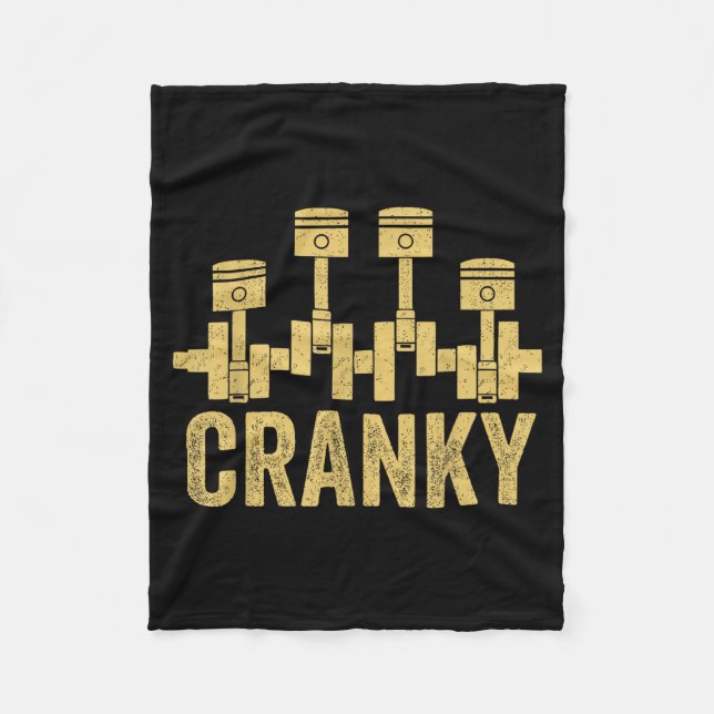 Cranky Car Engine Crankshaft Lover Mechanics Fathe Fleece Blanket (Front)