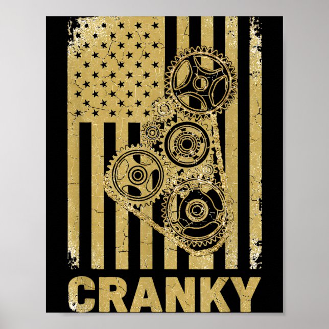 Cranky Car Engine Crankshaft Lover Mechanics Fathe Poster (Front)