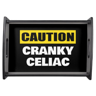 Cranky Celiac Fun Caution Warning Coeliac Disease Serving Tray