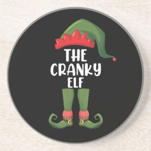 Cranky Elf Family Matching Group Christmas Coaster