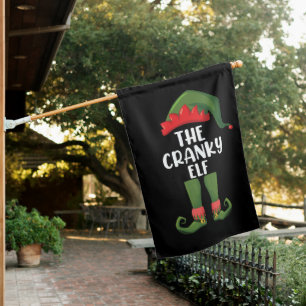 Cranky Elf Family Matching Group Christmas House Flag