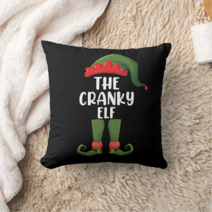 Cranky Elf Family Matching Group Christmas Throw Pillow