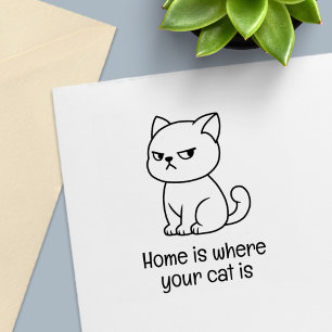Cranky Moody Cat Custom Text Self-inking Stamp