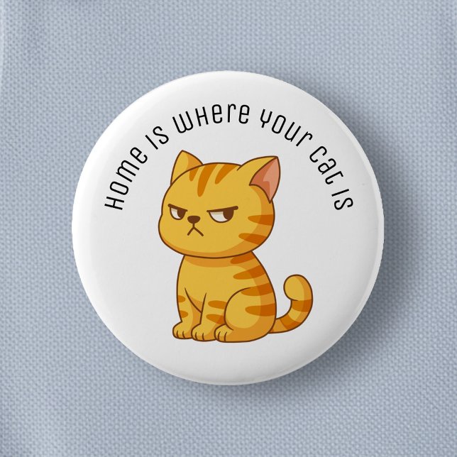 Cranky Orange Tabby Cat Custom Text Button (Creator Uploaded)