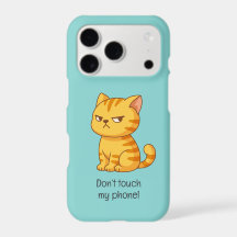Cranky Orange Tabby Cat Custom Text Cyan