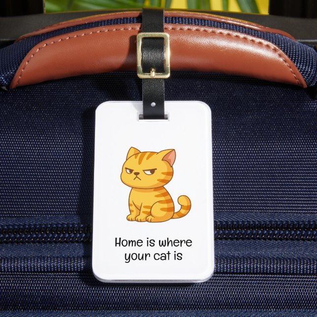 Cranky Orange Tabby Cat Quote Luggage Tag (Front Insitu 2)