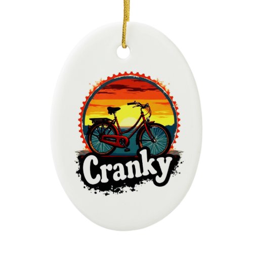 Cranky Sunset Bicycle Tee – Energise Your Ride  Ceramic Ornament