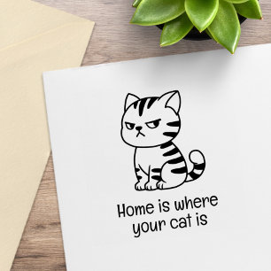 Cranky Tabby Cat Custom Text Rubber Stamp