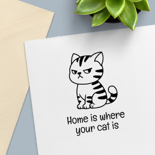 Cranky Tabby Cat Custom Text Self-inking Stamp