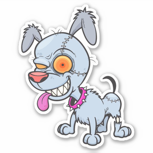 Cranky Zombie Dog Illustration Sticker (Front)