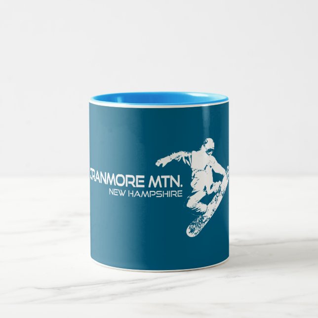 Cranmore Mountain Resort New Hampshire Snowboarder Two-Tone Coffee Mug (Center)