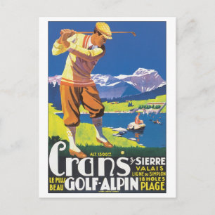 Crans Golf Alpin Travel Poster Postcard
