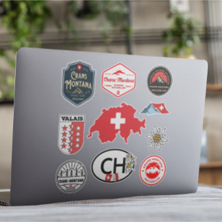 Crans-Montana, Switzerland. Iconic Outdoor Badges  Sticker