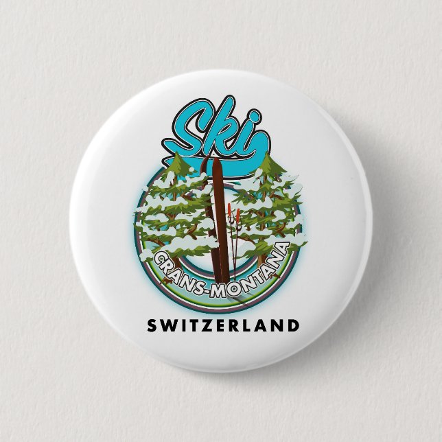 Crans-Montana Switzerland ski Button (Front)
