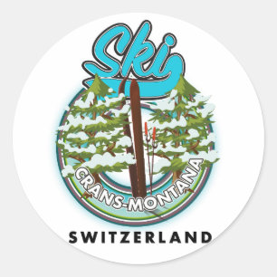 Crans-Montana Switzerland ski Classic Round Sticker