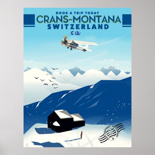 Crans_montana Switzerland ski poster
