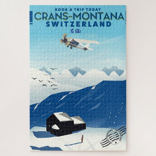 crans_montana Switzerland ski poster Jigsaw Puzzle