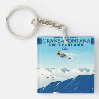 crans-montana Switzerland ski poster Keychain