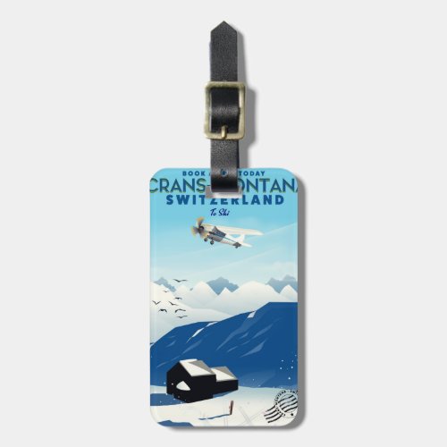 crans_montana Switzerland ski poster Luggage Tag