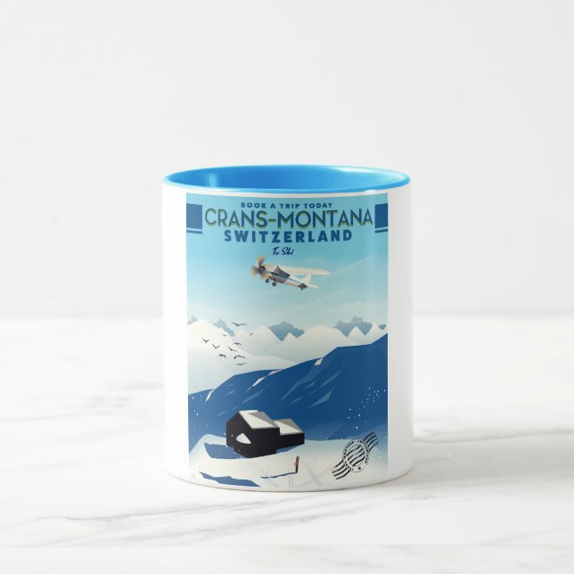 crans-montana Switzerland ski poster Mug (Center)
