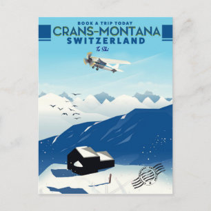 crans-montana Switzerland ski poster Postcard