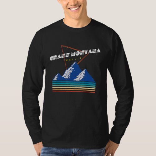 Crans Montana Wallis  Switzerland Retro 80s Ski Ho T_Shirt