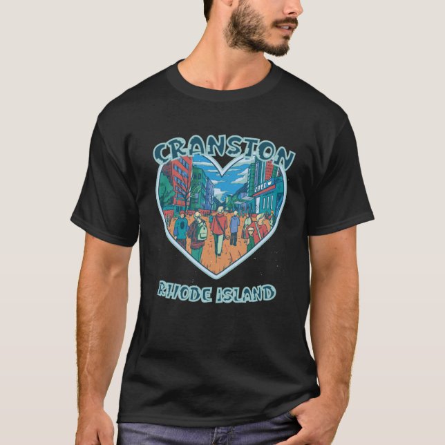 Cranston In Rhode Island Travel Souvenir Heart T-Shirt (Front)