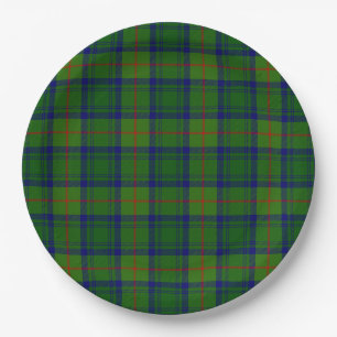 Cranstoun tartan green blue plaid paper plates