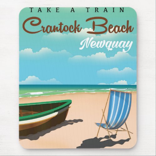 Crantock BeachNewquay vintage style travel poster Mouse Pad