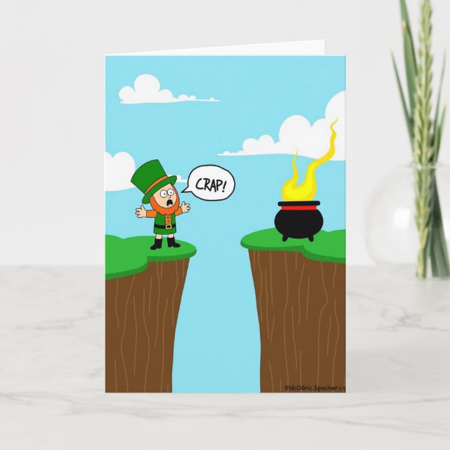 Crap Leprechaun Fortune Funny Card (Front)