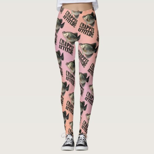 Crappie Attitude Funny Fishing Leggings