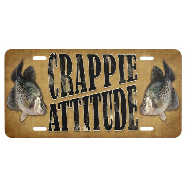 Crappie Attitude Funny Fishing License Plate (Front)
