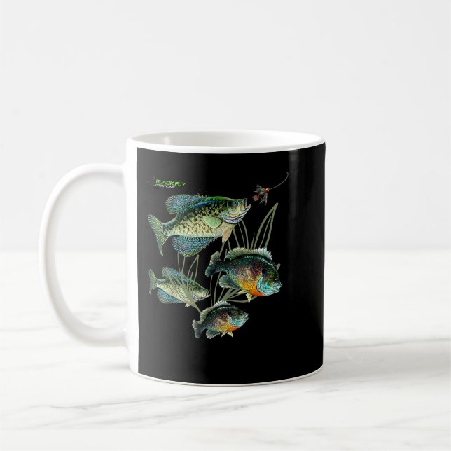 Crappie Bluegill Fishing Shirts Hoodies Black Fly  Coffee Mug (Left)