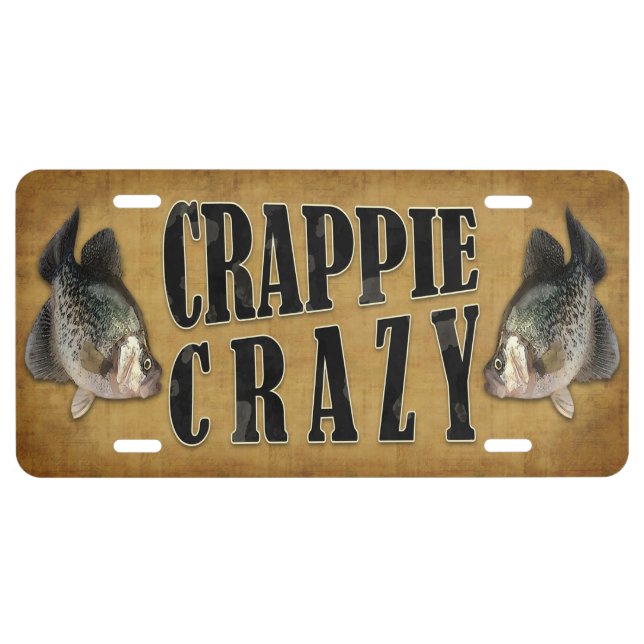 Crappie Crazy Funny Fishing License Plate (Front)