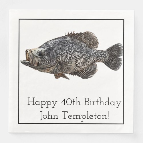 Crappie Fish Angler 40th Fishing Birthday Napkins