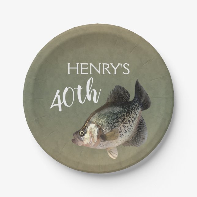 Crappie Fishing 40th Birthday Paper Plates (Front)