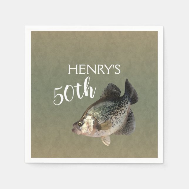 Crappie Fishing 50th Birthday Napkins (Front)