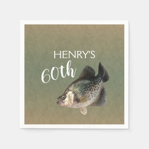 Crappie Fishing 60th Birthday Napkins