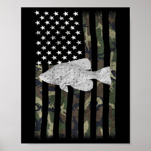 Crappie Fishing Camo Flag (on Back) Poster