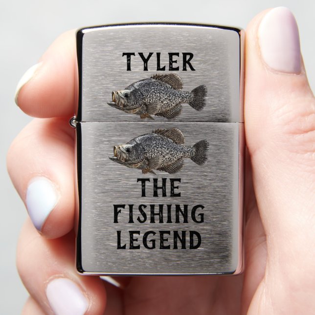 Crappie Fishing Legend Cool Funny Angler Sports Zippo Lighter (In Hand)