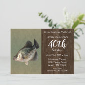 Crappie Fishing Theme 40th Birthday Party Invitation (Standing Front)
