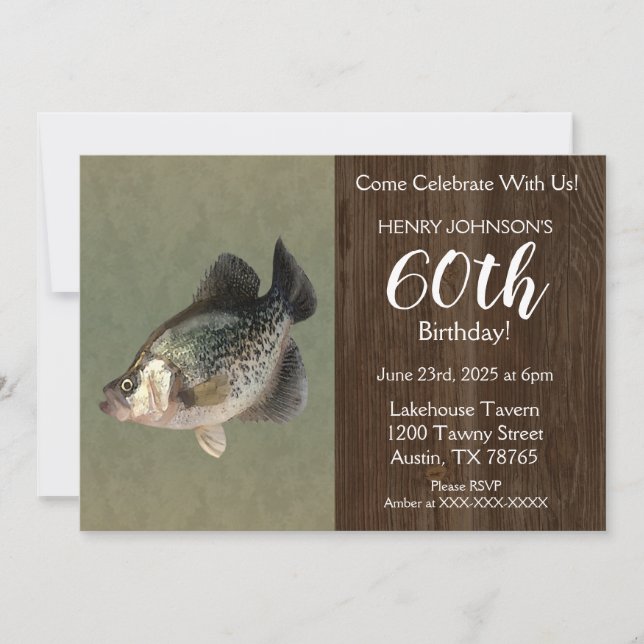 Crappie Fishing Theme 60th Birthday Party Invitation (Front)