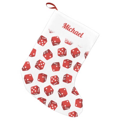 Craps Red Dice Casino Themed Small Christmas Stocking