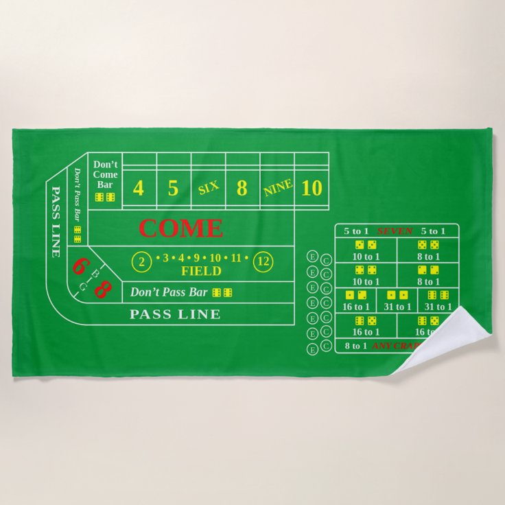 Craps Table Full Game Design Layout Beach Towel Zazzle
